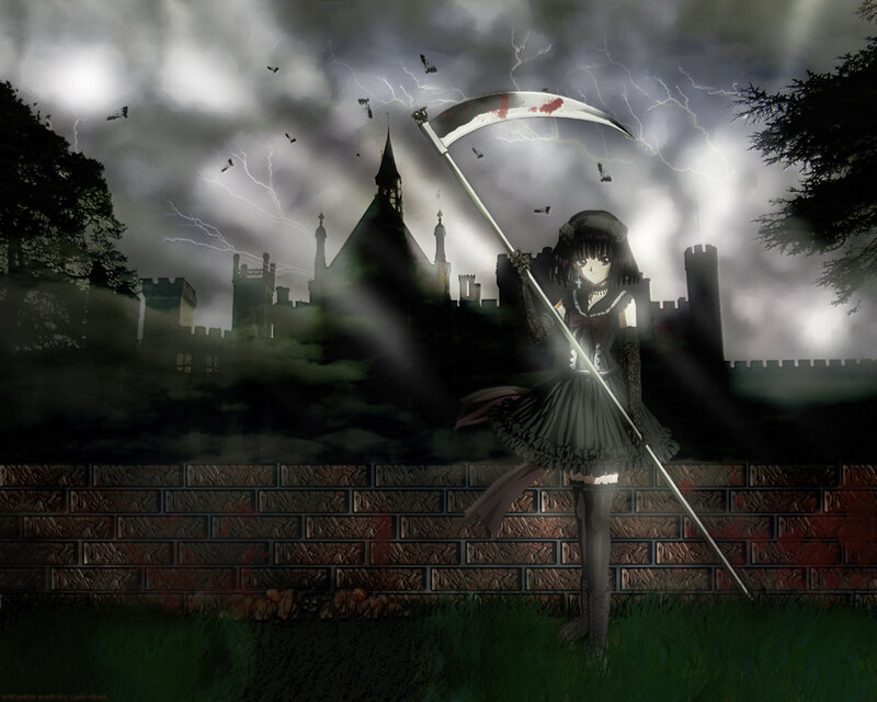 Gothic girl with scythe