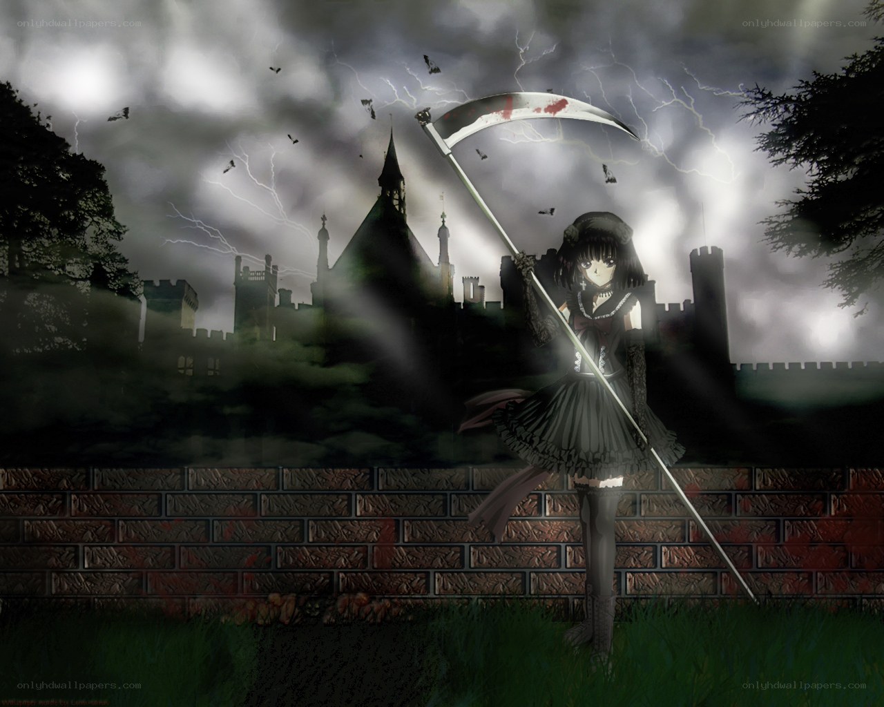 Gothic girl with scythe