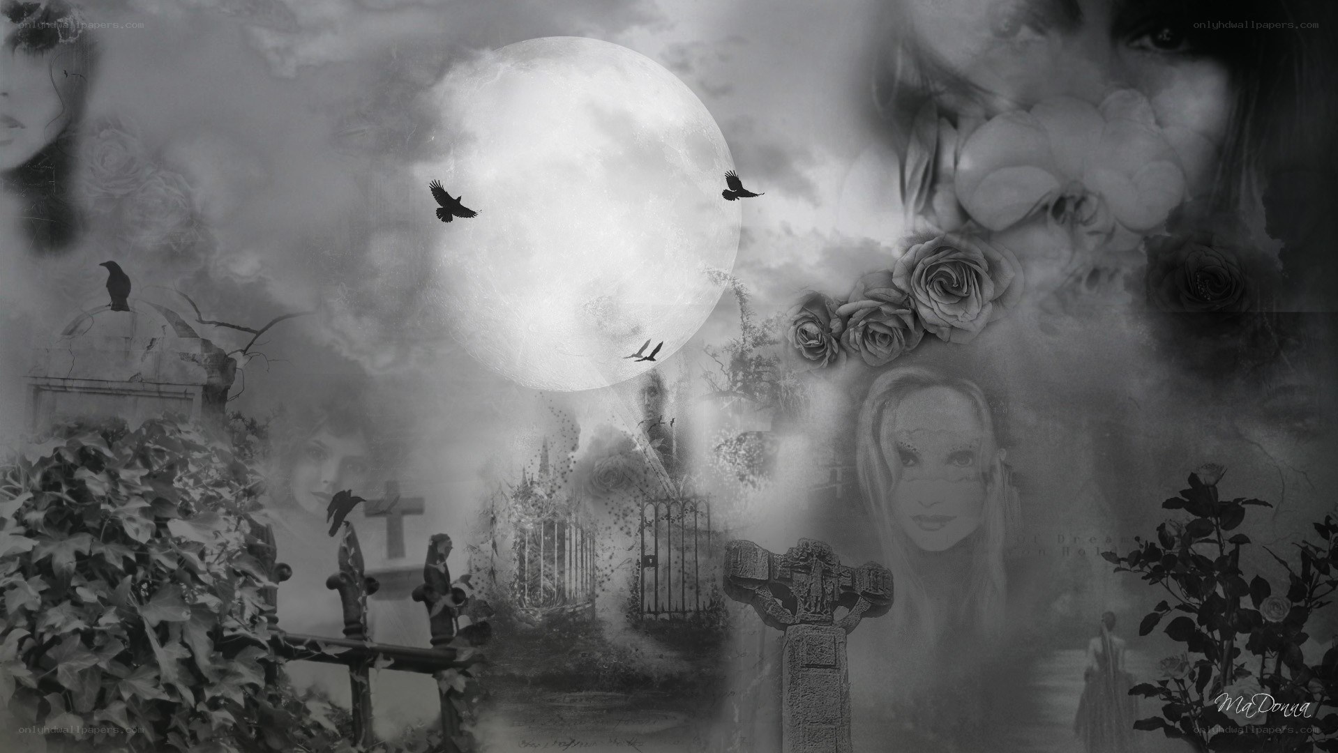 Gothic graveyard collage