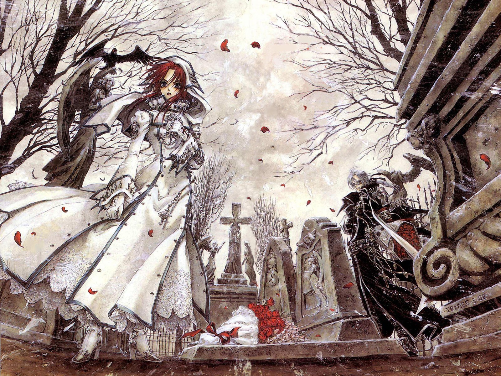 Gothic graveyard scene