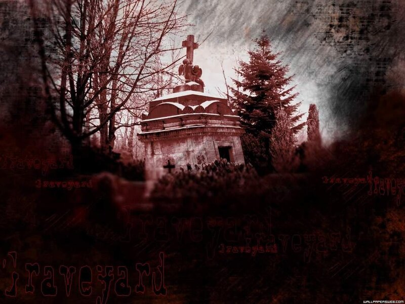 Gothic graveyard scene