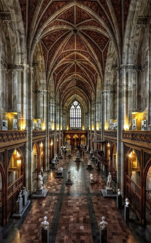 Gothic hall with statues
