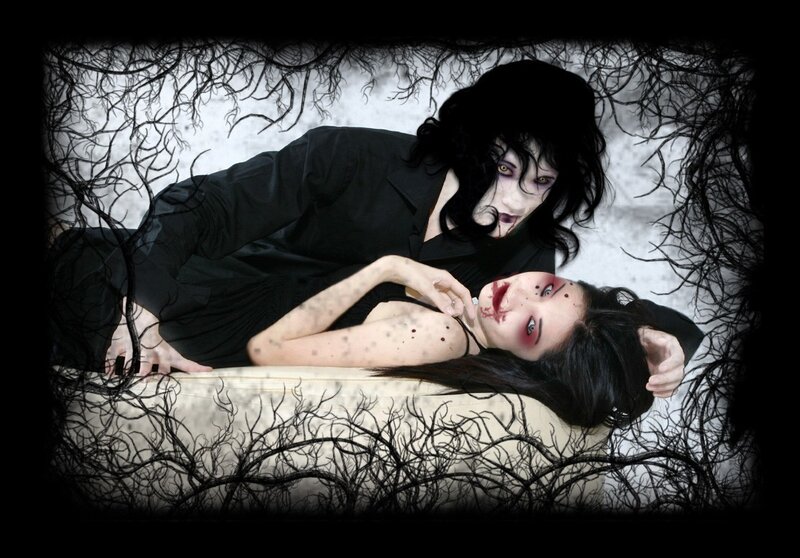 Gothic horror scene with two women