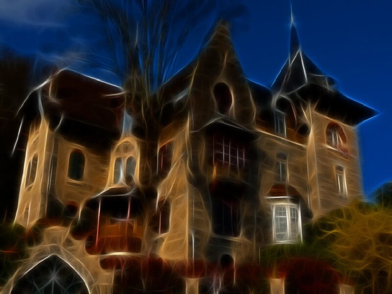 Gothic house at night
