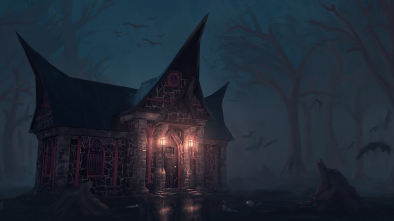 Gothic House in Fog