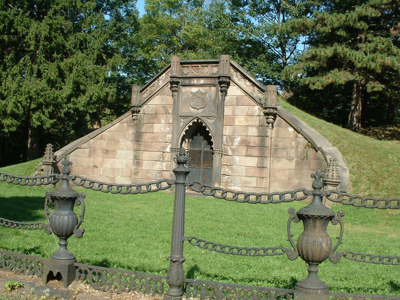 Gothic mausoleum in a cemetery