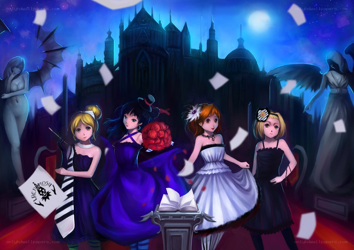 Gothic party with anime girls