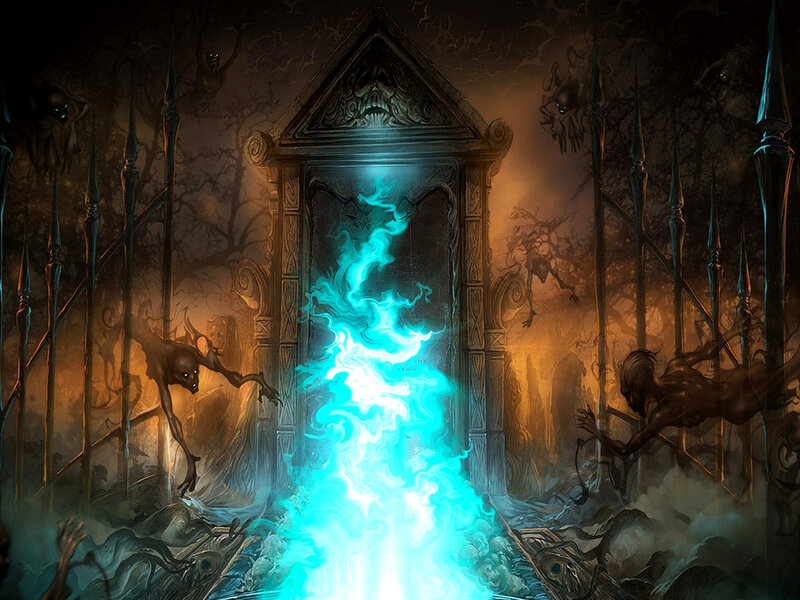Gothic portal with blue energy