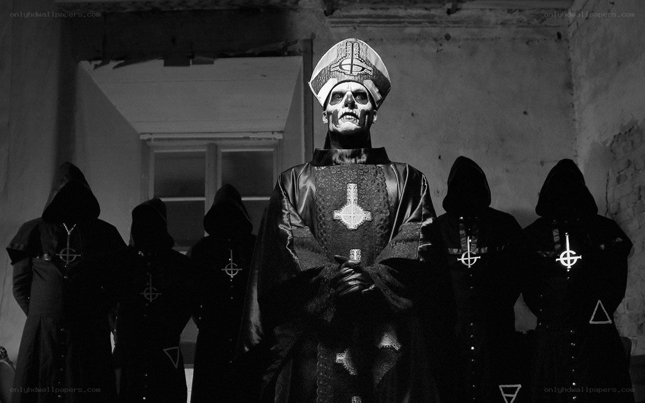 Gothic religious figures in black and white