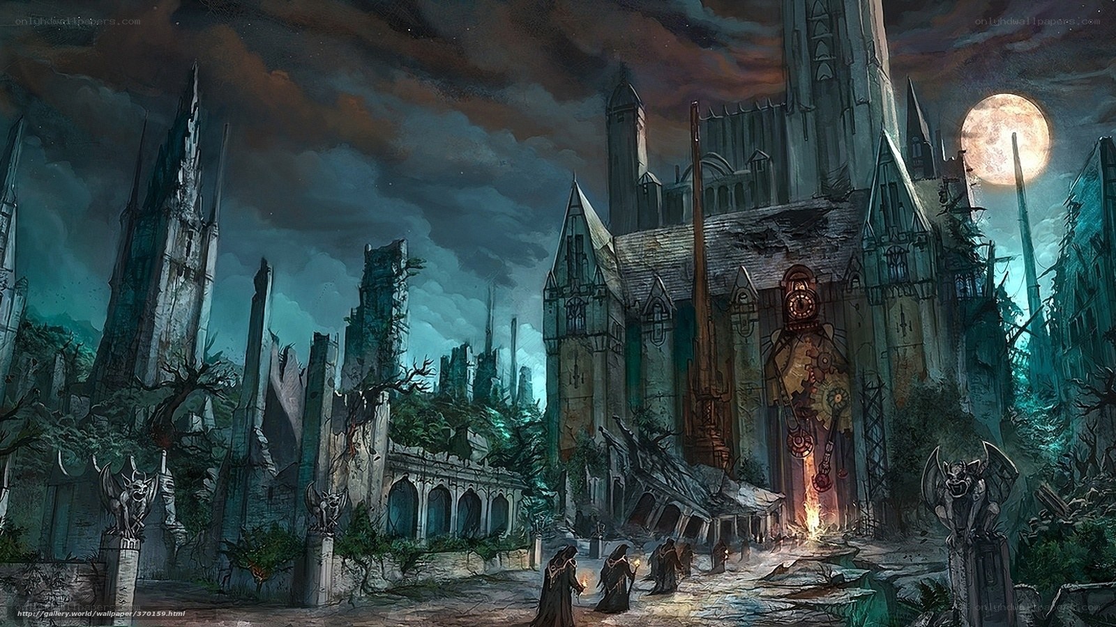 Gothic Ruins Under a Blood Moon