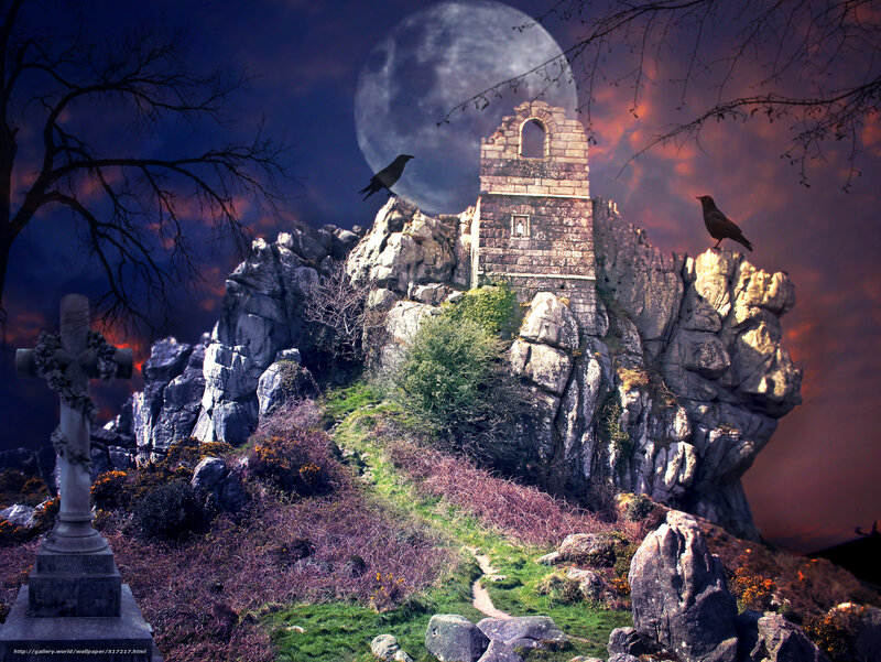 Gothic Ruins Under Moonlight
