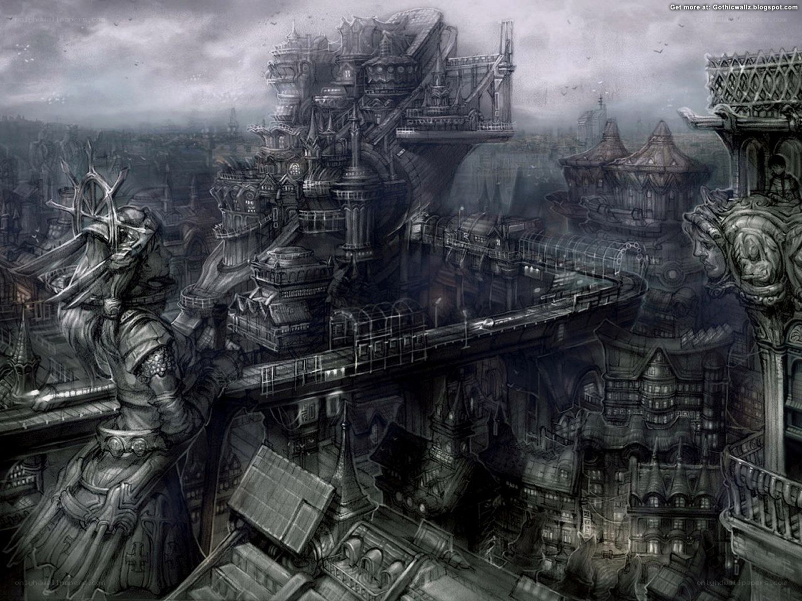 Gothic steampunk cityscape
