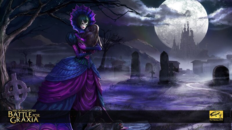 Gothic vampire in a graveyard
