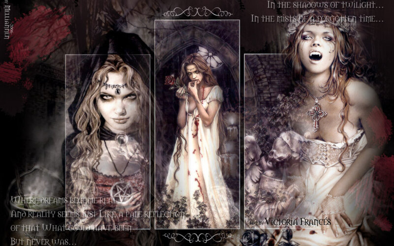 Gothic vampire triptych art