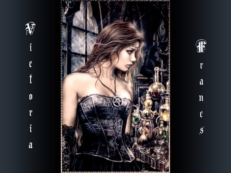 Gothic witch in a laboratory