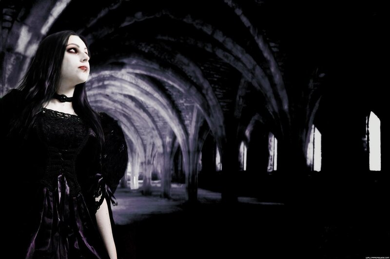 gothic woman in a cathedral