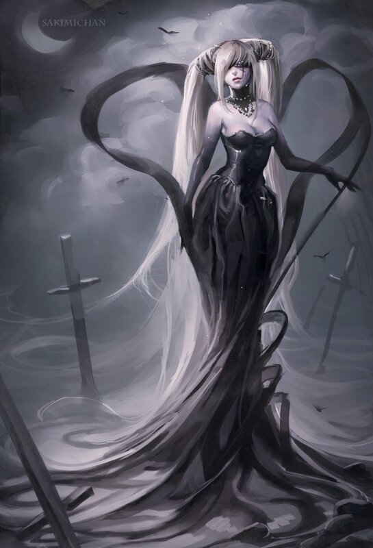 Gothic woman in a graveyard
