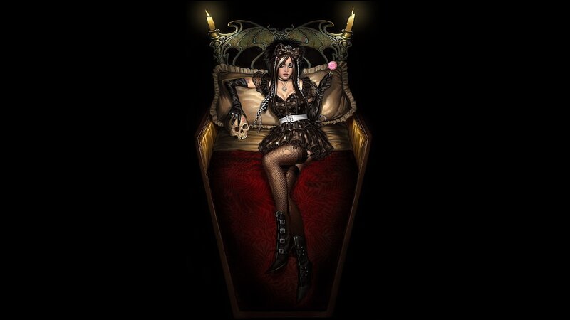 gothic woman in coffin