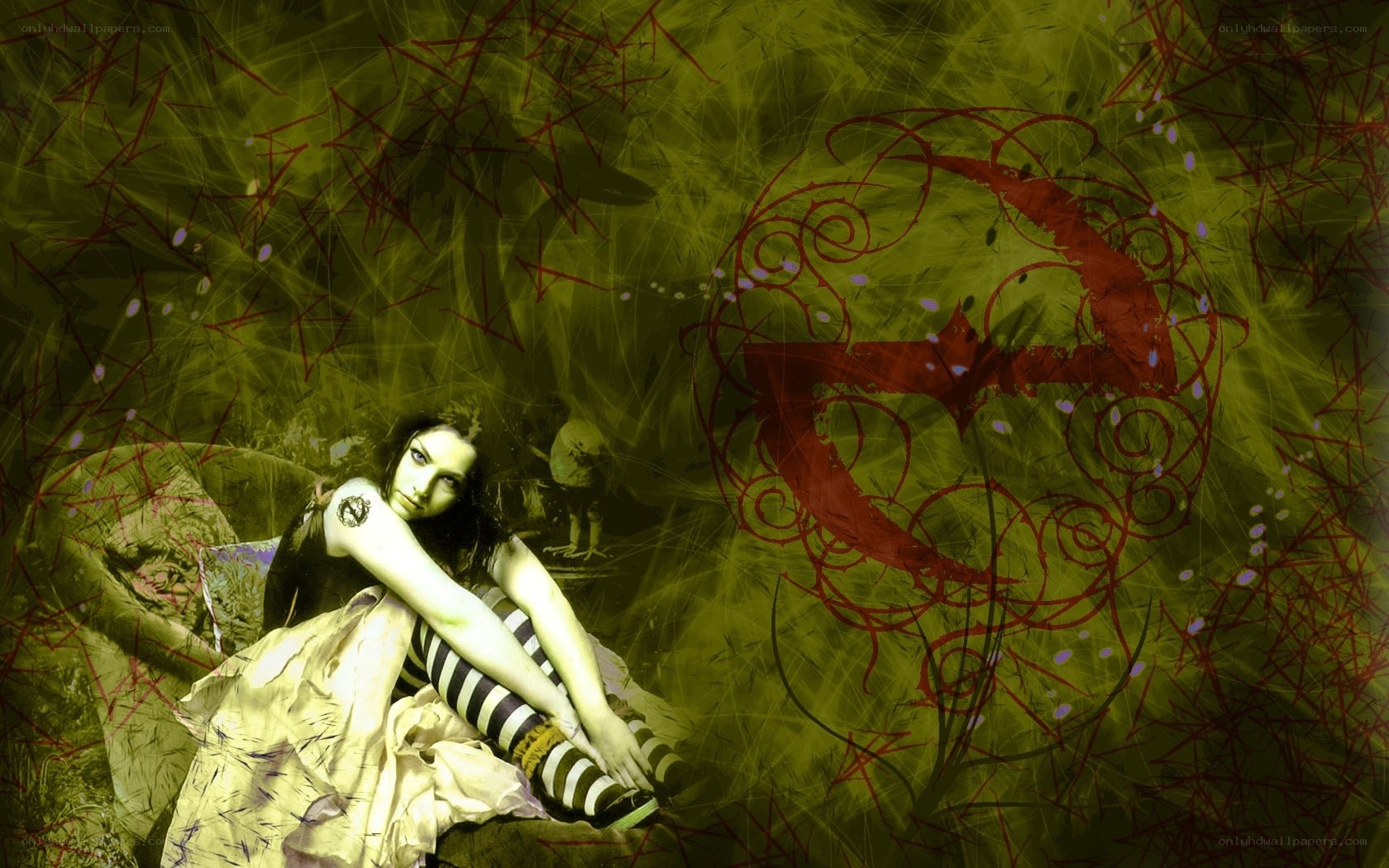 gothic woman in green