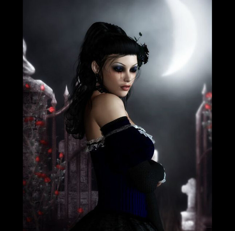 Gothic woman in moonlight