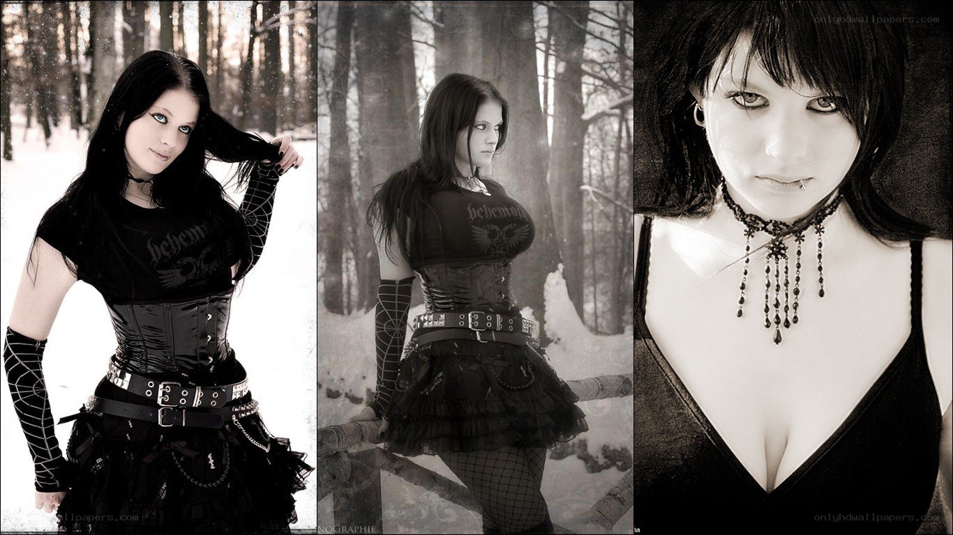 gothic woman in winter forest