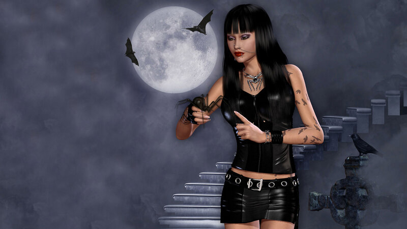 gothic woman with bats
