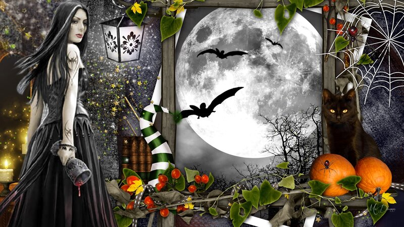 Gothic Woman with Black Cat