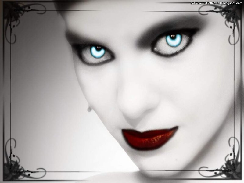 Gothic woman with blue eyes