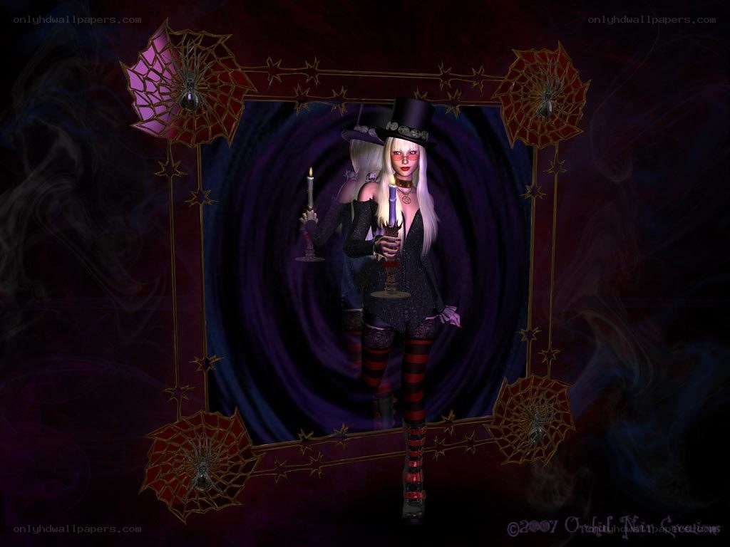 Gothic woman with candles