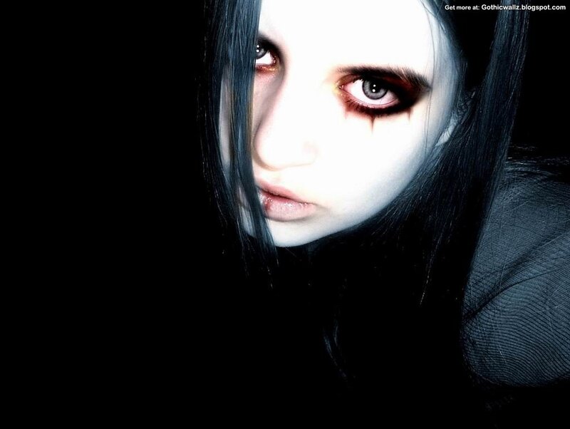gothic woman with dramatic makeup