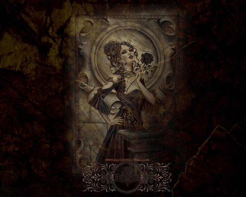 Gothic woman with rose