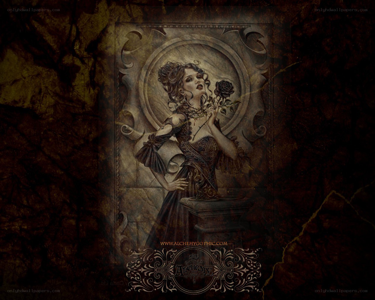 Gothic woman with rose