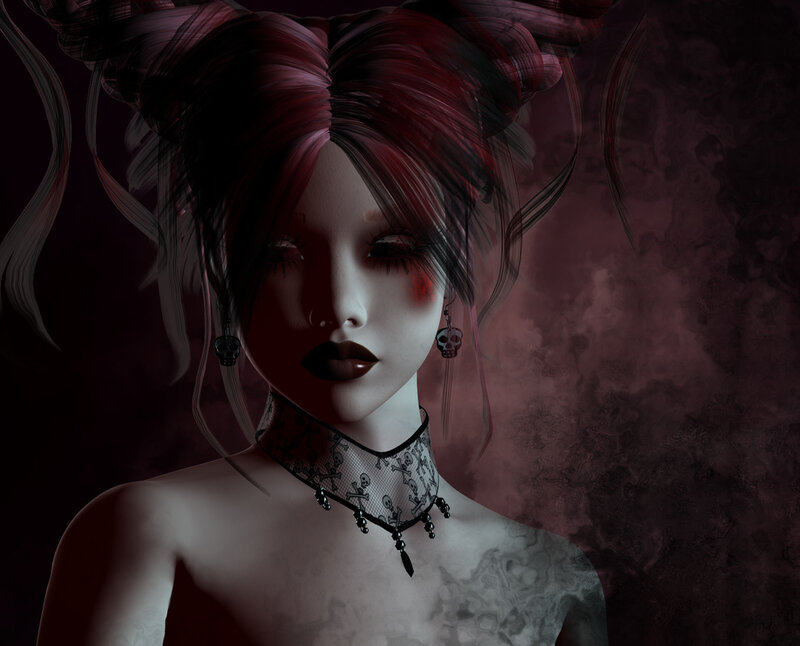 Gothic woman with skull necklace