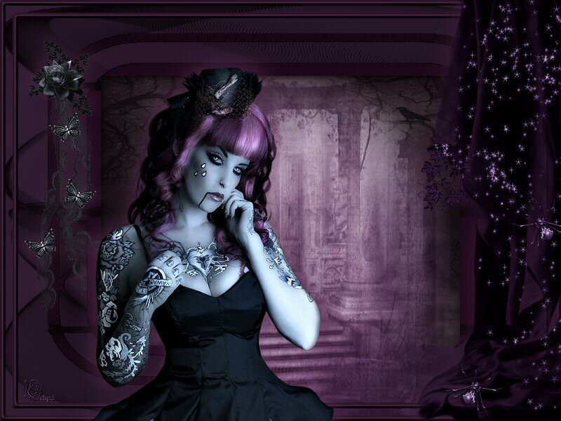 gothic woman with tattoos