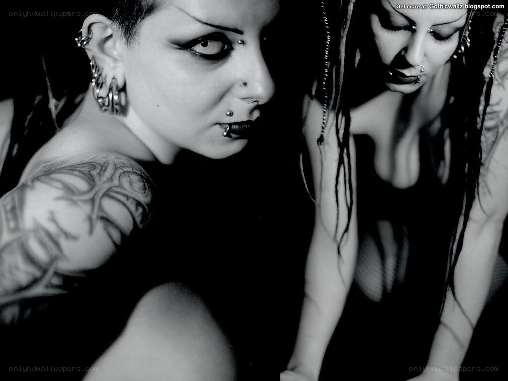 Gothic women with tattoos