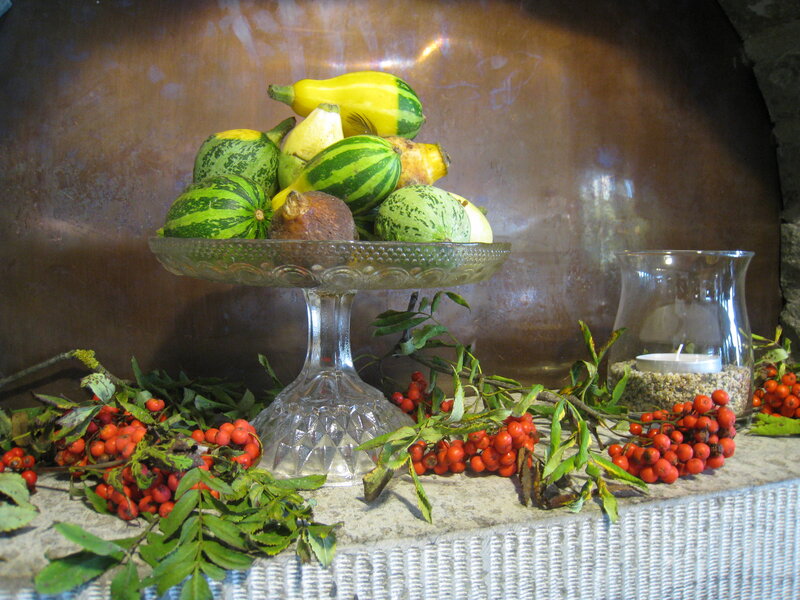 Gourds and Berries on Table