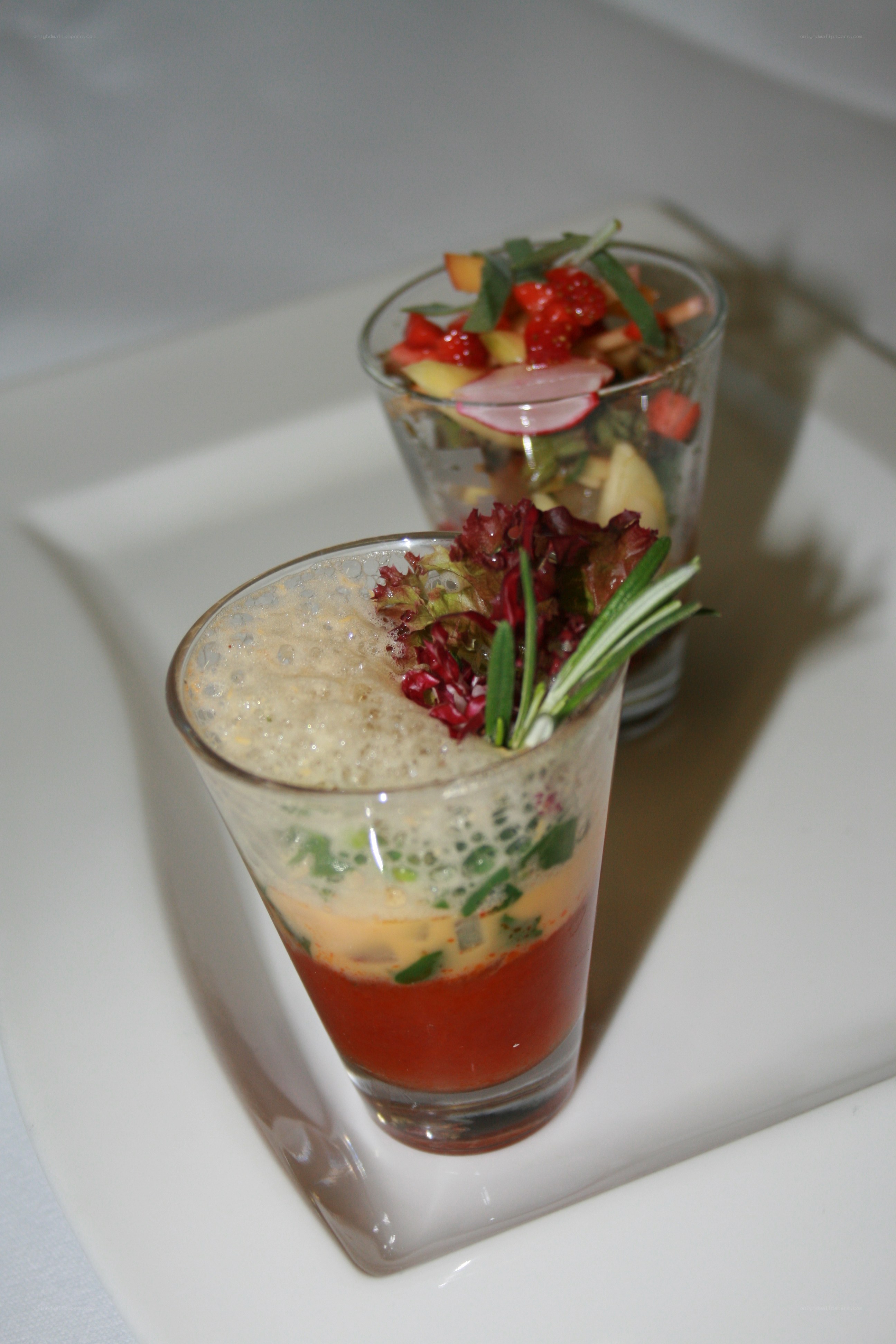 Gourmet appetizers in glasses