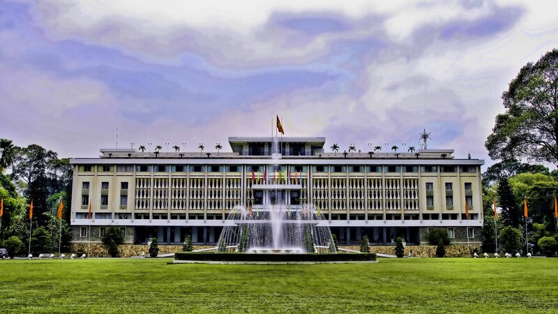Government building with fountain
