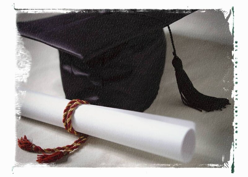 graduation cap and diploma