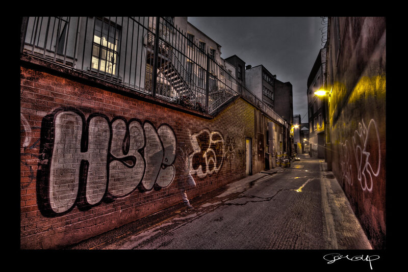 graffiti alley at dusk