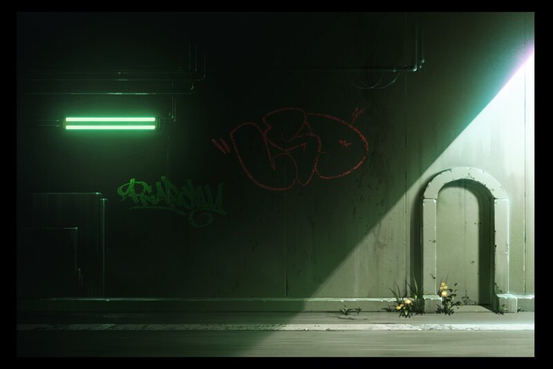 graffiti alley at night