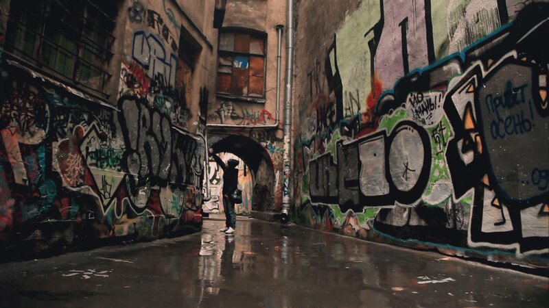 graffiti alley with person