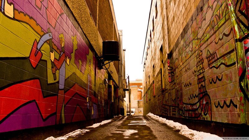 graffiti alley with snow