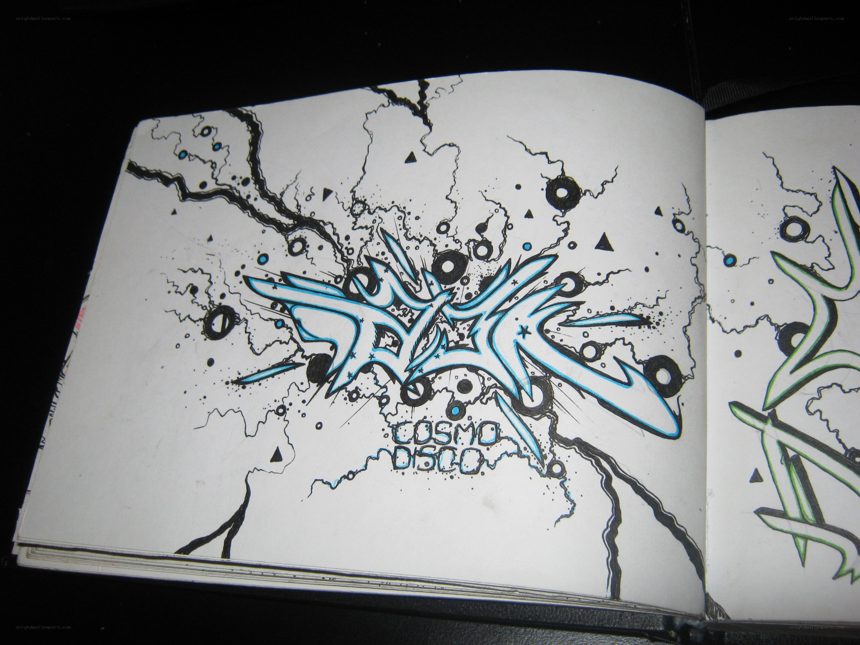 graffiti art in a sketchbook