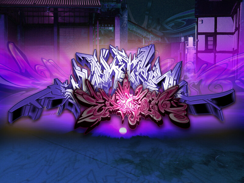 graffiti art in purple and pink