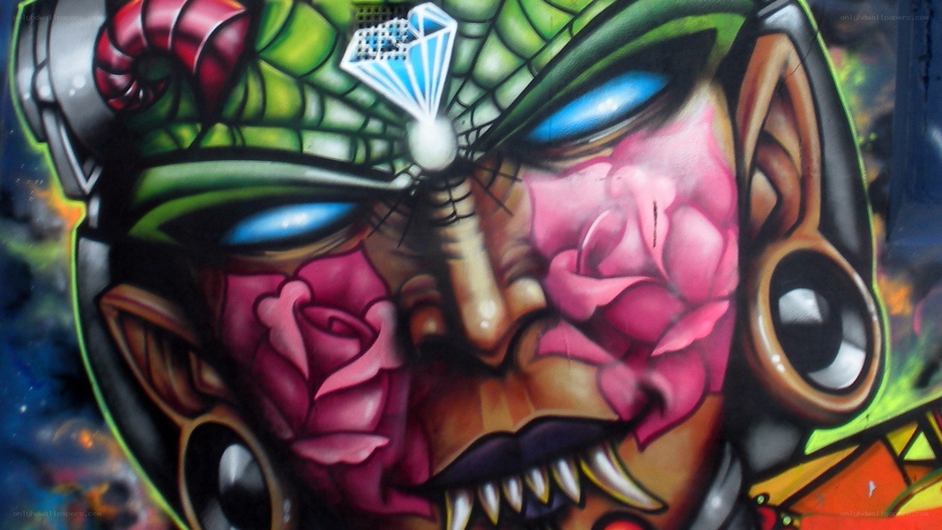 graffiti art of alien face