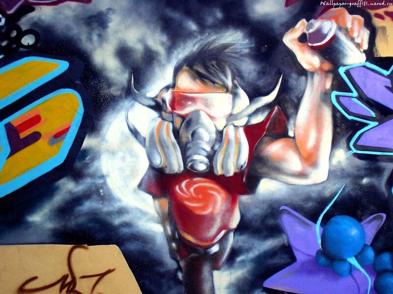graffiti art of masked figure