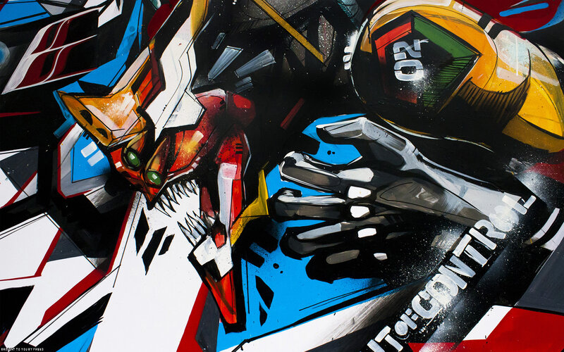 graffiti art of mecha robot