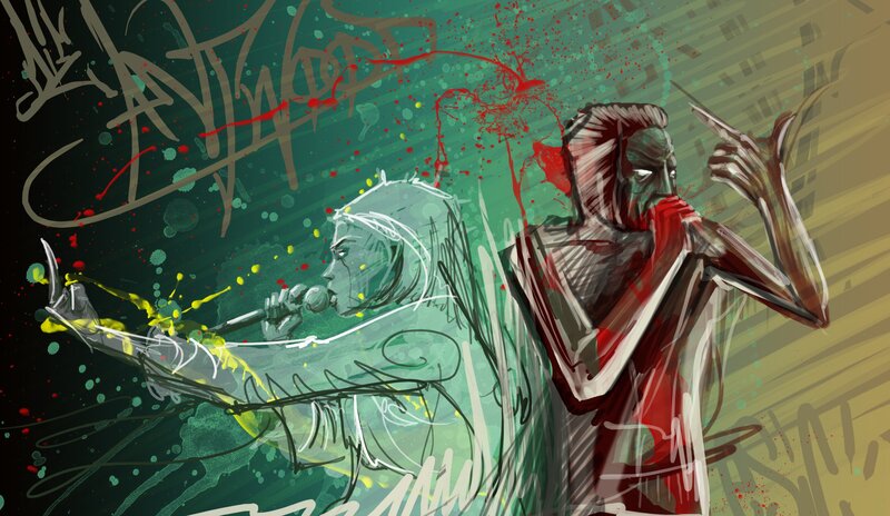 graffiti art of two figures