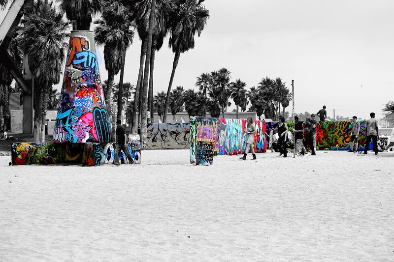 Graffiti art on a beach